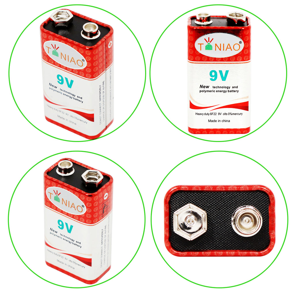 10pcs 6F22 9 Volt Batteries 0% Mercury Heavy Duty 9V PP3 MN1604 EN22  Zinc-Carbon
