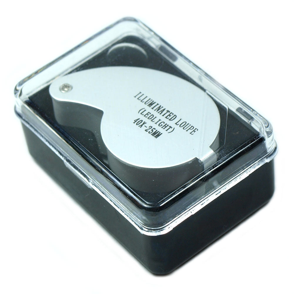 40X Illuminated Jewelry Magnifying Glass 25mm Pocket Handheld