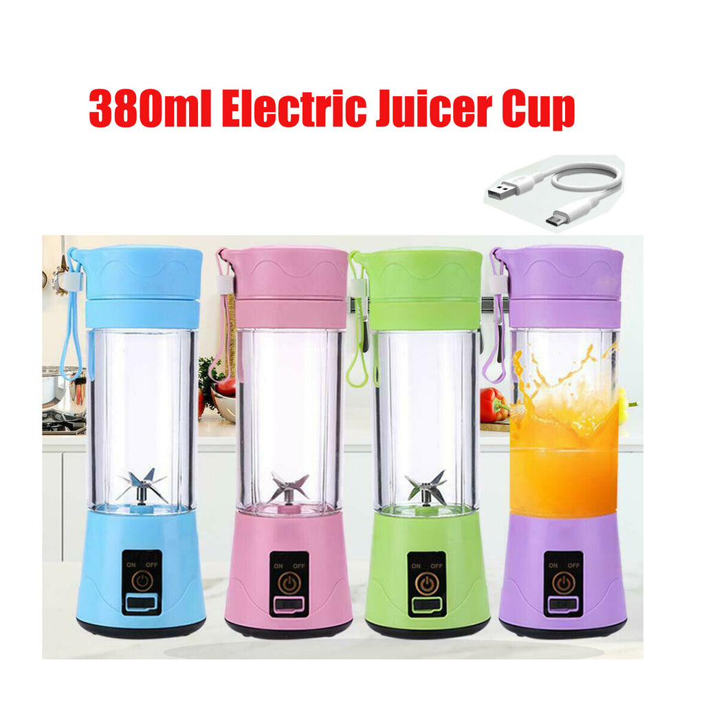 Portable Mini USB Rechargeable Electric Juicer 380ml Fruit Bottle