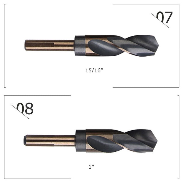 8 PCS HSS Cobalt Silver and Deming Drill Bits Set Large Size 9/16 inch to 1 inch
