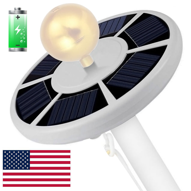 Solar Powered Flag Pole Light 26 LED Auto Active Super Bright Waterproof USA