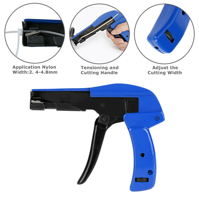 Industrial Zip Tie Gun Tension Fastening Tool 1 Motion Tie & Cut Off Cable Ties