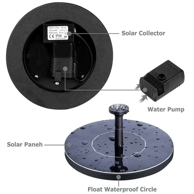 Solar Power Floating Fountain Outdoor Water Pump With Filter Panel Pond Pool