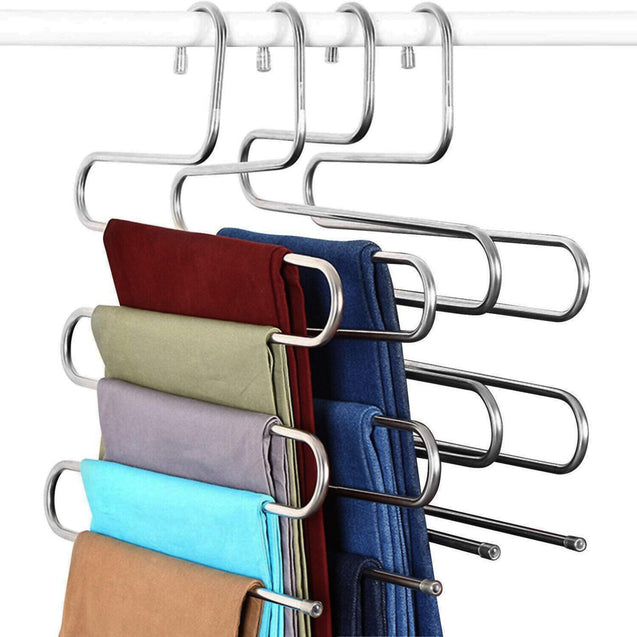 Trousers Hanger 5 Layers S Shape Pants Scarf Hanger Holder Closet Space Saver