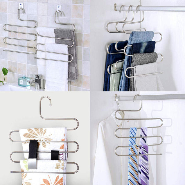 Trousers Hanger 5 Layers S Shape Pants Scarf Hanger Holder Closet Space Saver