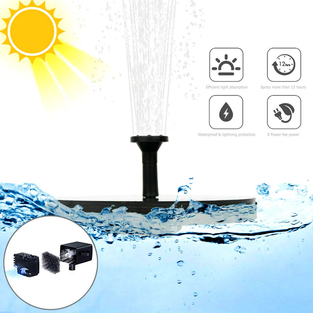 Solar Power Floating Fountain Outdoor Water Pump With Filter Panel Pond Pool