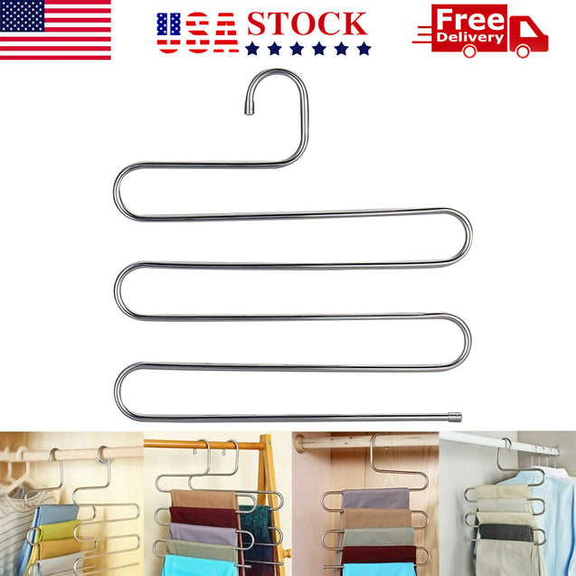 Trousers Hanger 5 Layers S Shape Pants Scarf Hanger Holder Closet Space Saver