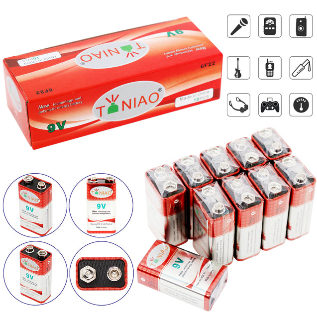 40 PCS 9V 6F22 9 Volts Heavy Duty 0% Mercury Battery