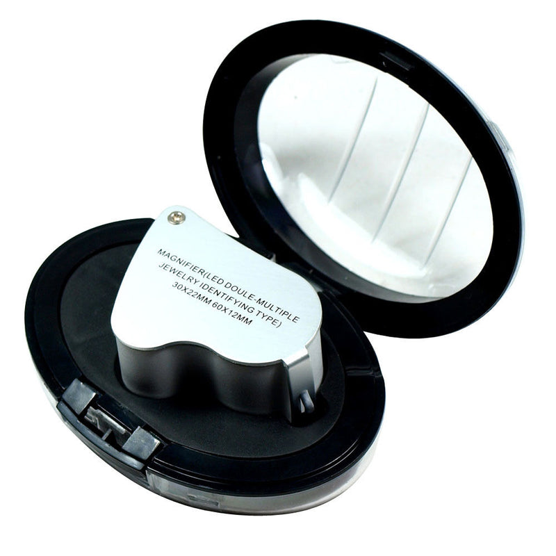 Jewelry Loupe,30X 60X Illuminated Jeweler's Loupe Jewelry Magnifier  Jeweler's Eye Loupe Magnifier Magnifying with LED Lighting, 2 Lens Design